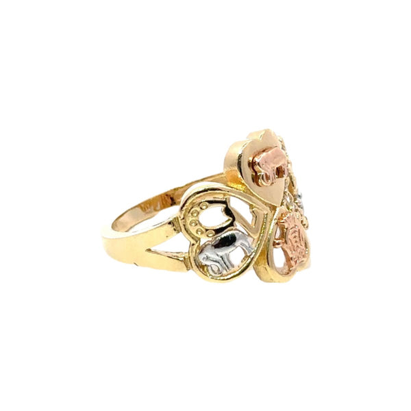 Fancy Good Luck Ring with Cubic Zirconia in 14K Gold - Dia Jewelry Store