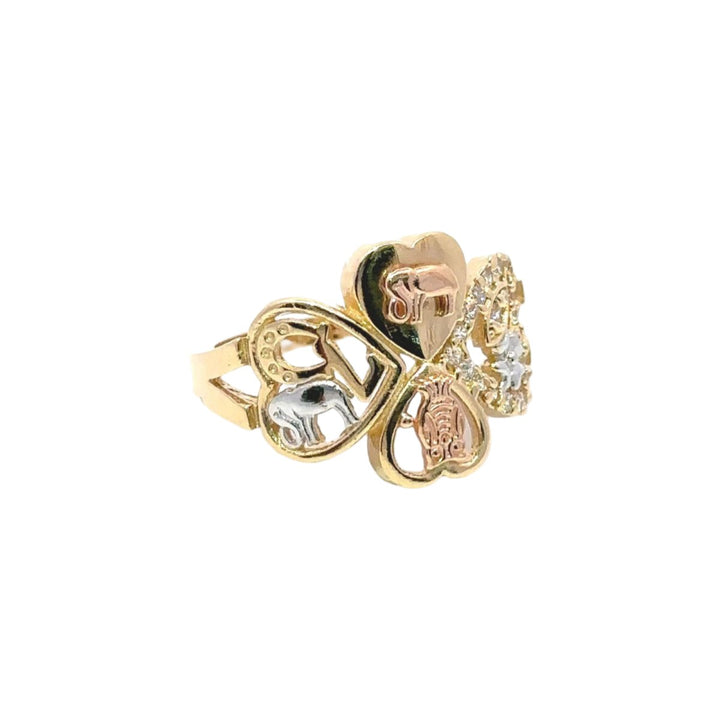 Fancy Good Luck Ring with Cubic Zirconia in 14K Gold - Dia Jewelry Store