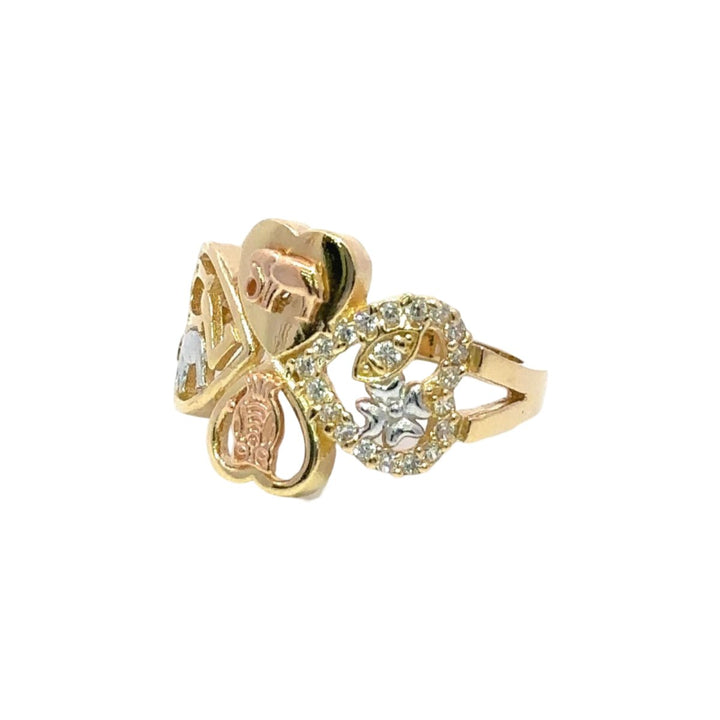 Fancy Good Luck Ring with Cubic Zirconia in 14K Gold - Dia Jewelry Store