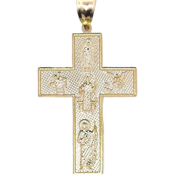 Fancy Cross Pendant Yellow and White 14K Gold - Dia Jewelry Store