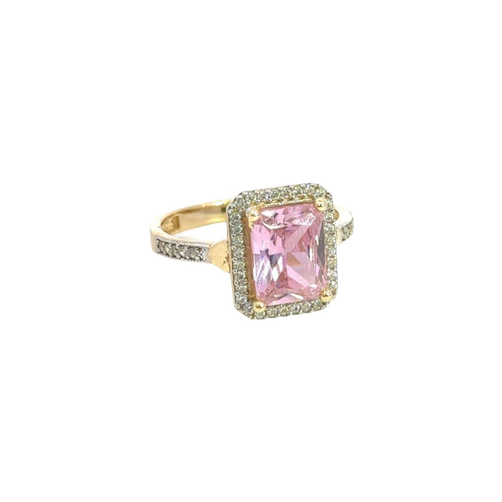 Fancy Pink Stone Ring with Cubic Zirconia in 14K Gold - Dia Jewelry Store