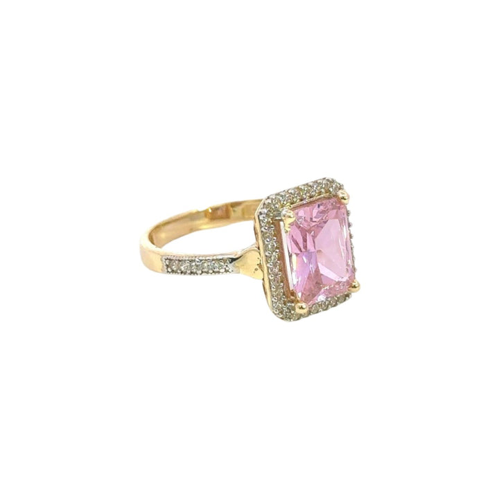 Fancy Pink Stone Ring with Cubic Zirconia in 14K Gold - Dia Jewelry Store