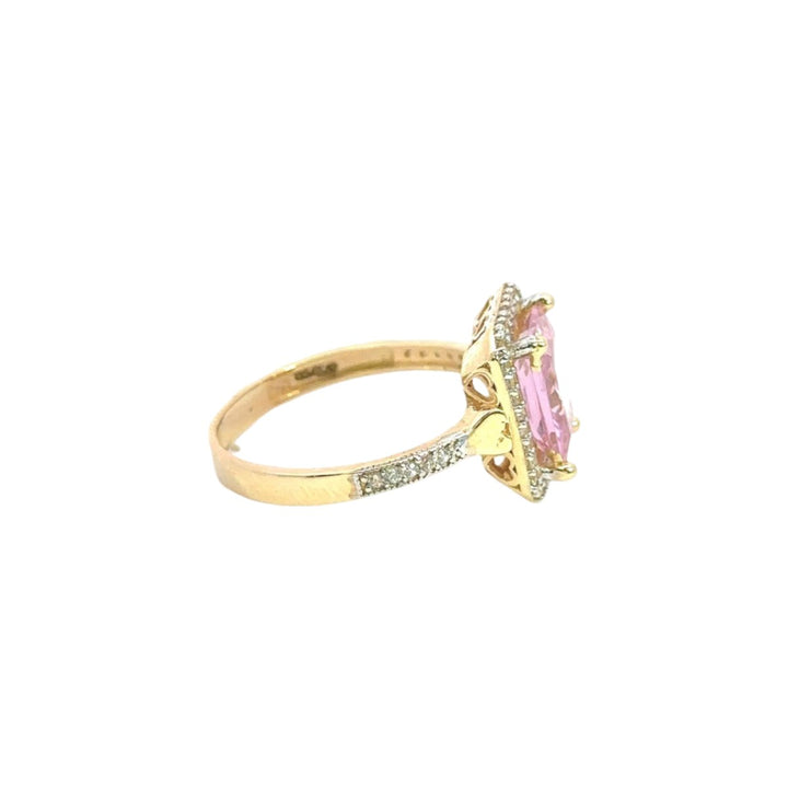 Fancy Pink Stone Ring with Cubic Zirconia in 14K Gold - Dia Jewelry Store