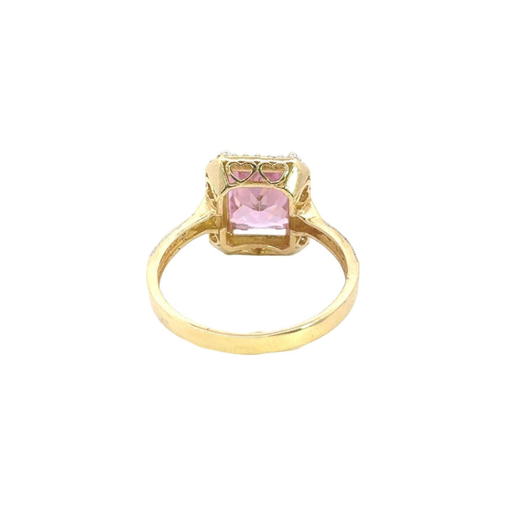 Fancy Pink Stone Ring with Cubic Zirconia in 14K Gold - Dia Jewelry Store