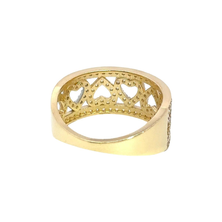 Fancy Ring with Many Hearts with Cubic Zirconia in 14K Gold - Dia Jewelry Store