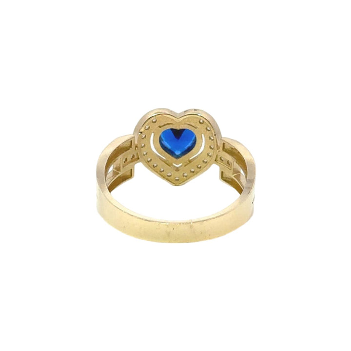 Super Fancy Heart Ring with Blue Stone in 14K Gold - Dia Jewelry Store