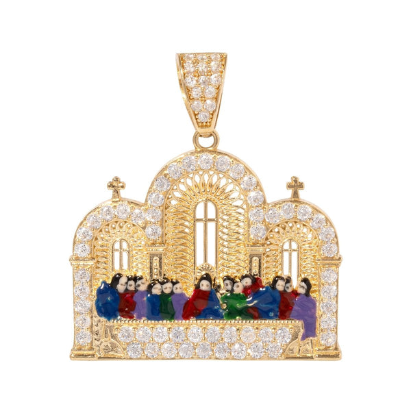 Last Supper Pendant with Coloring and Cubic Zirconia in 14K Gold - Dia Jewelry Store