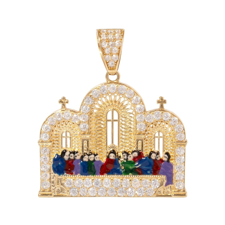 Last Supper Pendant with Coloring and Cubic Zirconia in 14K Gold - Dia Jewelry Store