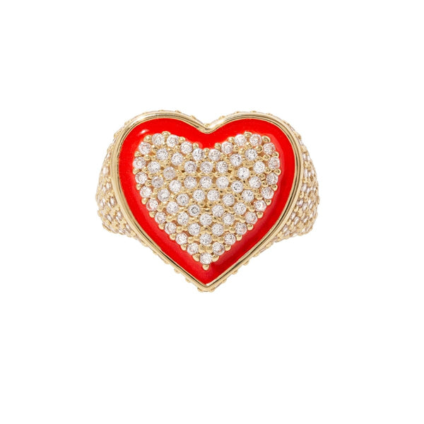 Fancy Heart Ring with Cubic Zirconia in 14K Gold - Dia Jewelry Store