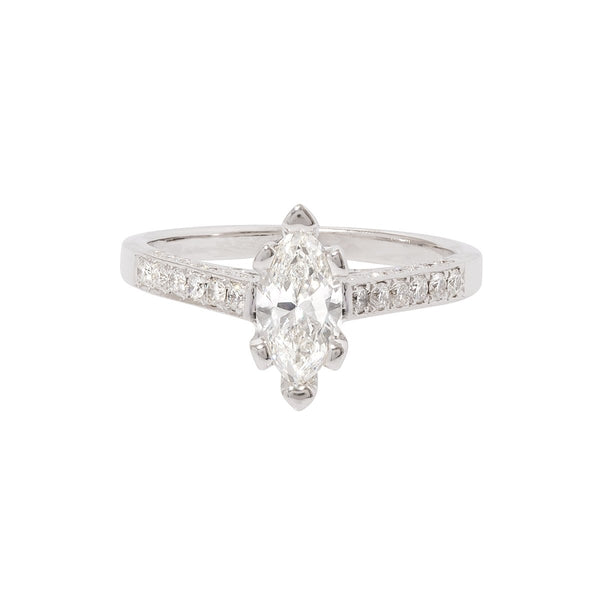 Marquis Shape Diamond Engagement Ring in 14K White Gold - Dia Jewelry Store