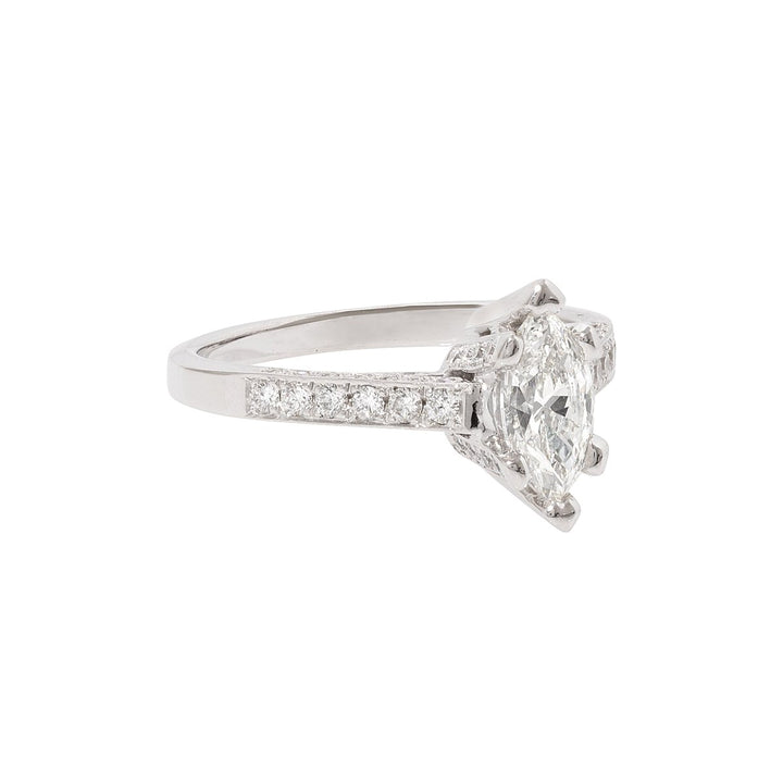 Marquis Shape Diamond Engagement Ring in 14K White Gold - Dia Jewelry Store