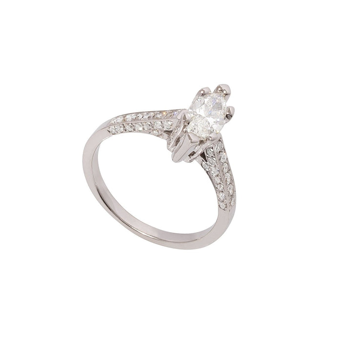 Marquis Shape Diamond Engagement Ring in 14K White Gold - Dia Jewelry Store