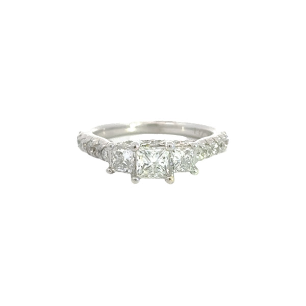 Three Heads Diamond Ring with 1Ct in 14K White Gold - Dia Jewelry Store