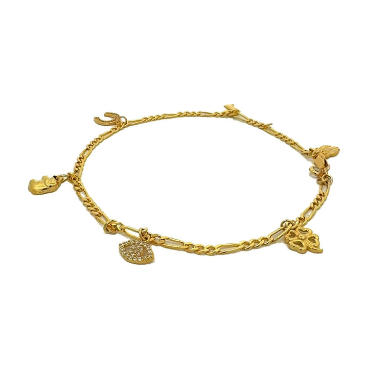 Figaro Style Anklet with Charms - Dia Jewelry Store