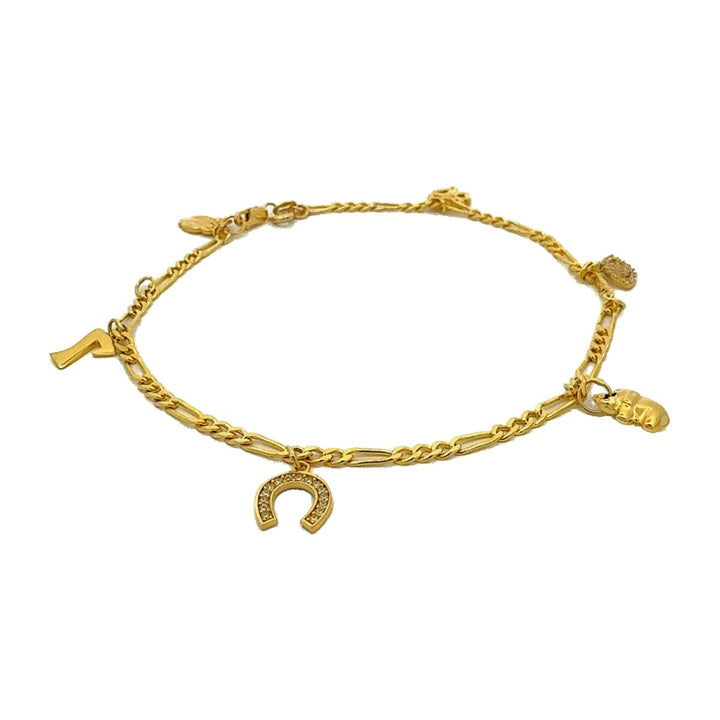 Figaro Style Anklet with Charms - Dia Jewelry Store