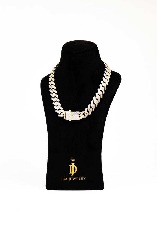 Iced Maimi Cuban Monaco Edge Necklace - Dia Jewelry Store