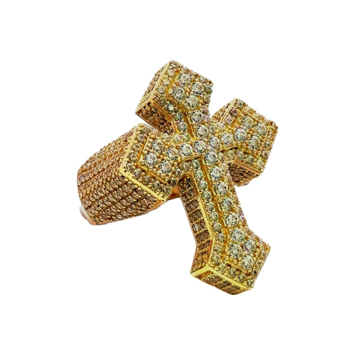 Cross on Heart Shape Ring in 14K Gold - Dia Jewelry Store