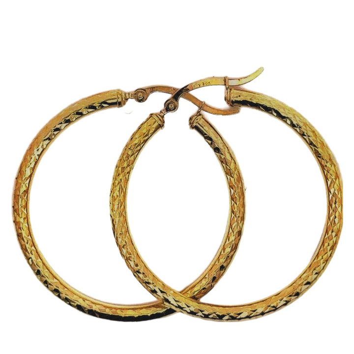 Diamond Cut Round Hoop Earrings in 14K Gold - Dia Jewelry Store