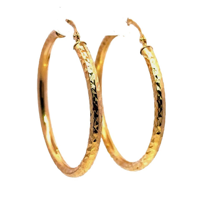 Diamond Cut Round Hoop Earrings in 14K Gold - Dia Jewelry Store