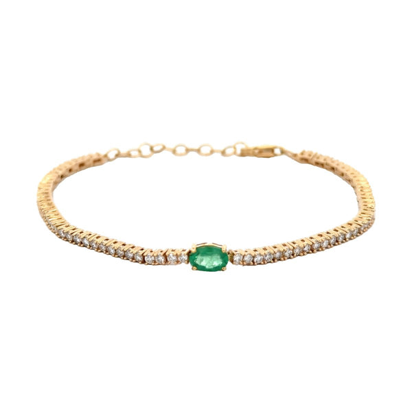 Diamond Bracelet with Emerald Stone - Dia Jewelry Store