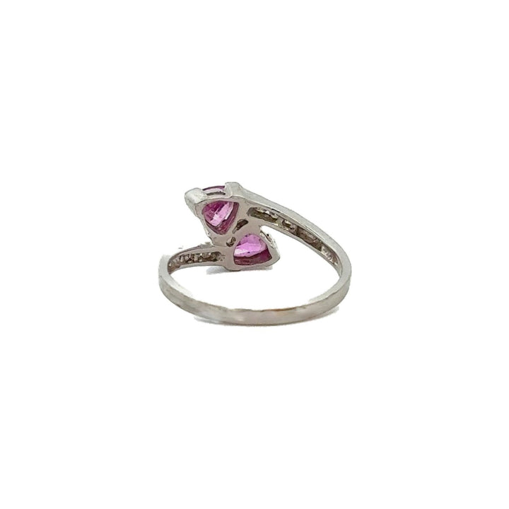 Diamond Twist Ring with Pink Topaz Gemstones in 14K Gold - Dia Jewelry Store