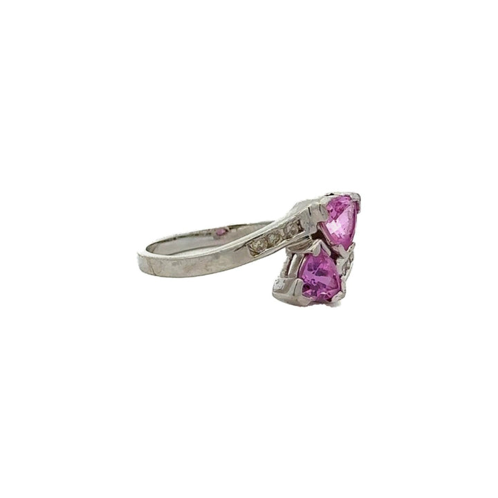 Diamond Twist Ring with Pink Topaz Gemstones in 14K Gold - Dia Jewelry Store