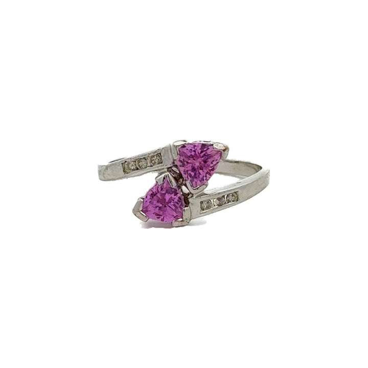 Diamond Twist Ring with Pink Topaz Gemstones in 14K Gold - Dia Jewelry Store