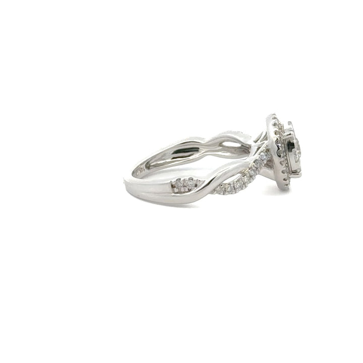 Double Halo Diamond Engagement Ring in 14K White Gold - Dia Jewelry Store