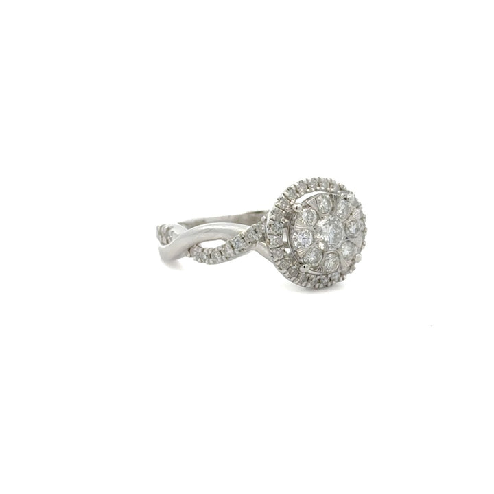 Double Halo Diamond Engagement Ring in 14K White Gold - Dia Jewelry Store