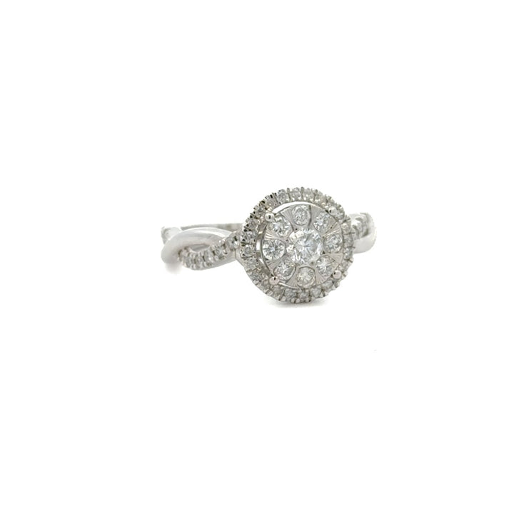 Double Halo Diamond Engagement Ring in 14K White Gold - Dia Jewelry Store