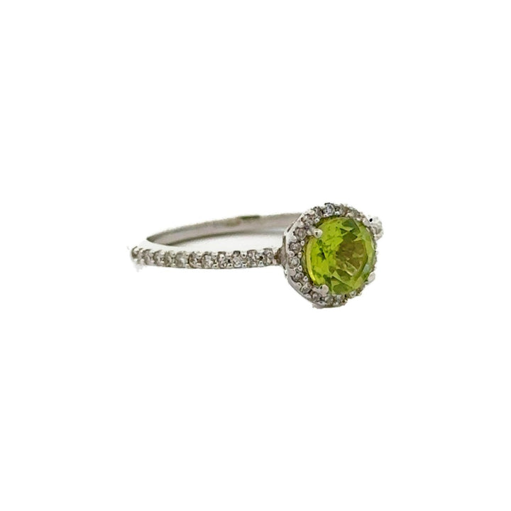 Fancy Diamond Ring with Light Green Gemstones in 14K Gold - Dia Jewelry Store