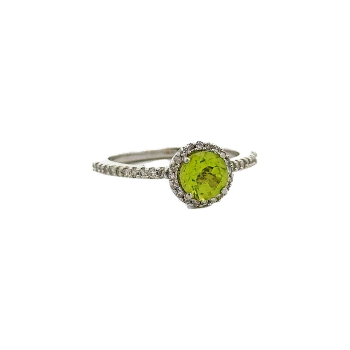 Fancy Diamond Ring with Light Green Gemstones in 14K Gold - Dia Jewelry Store