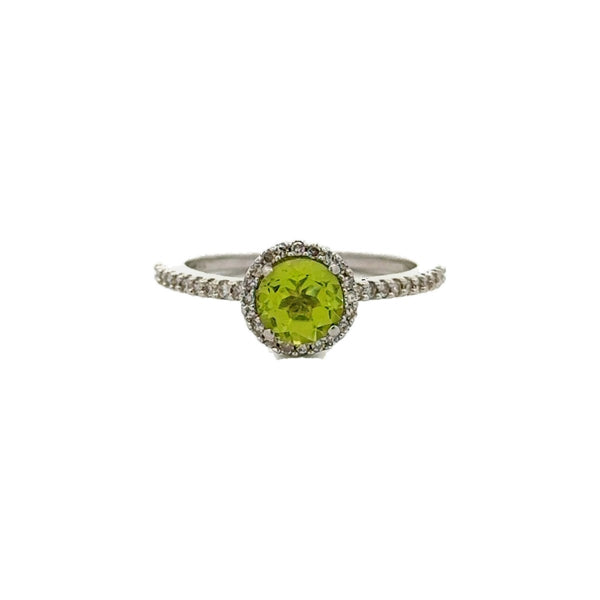 Fancy Diamond Ring with Light Green Gemstones in 14K Gold - Dia Jewelry Store