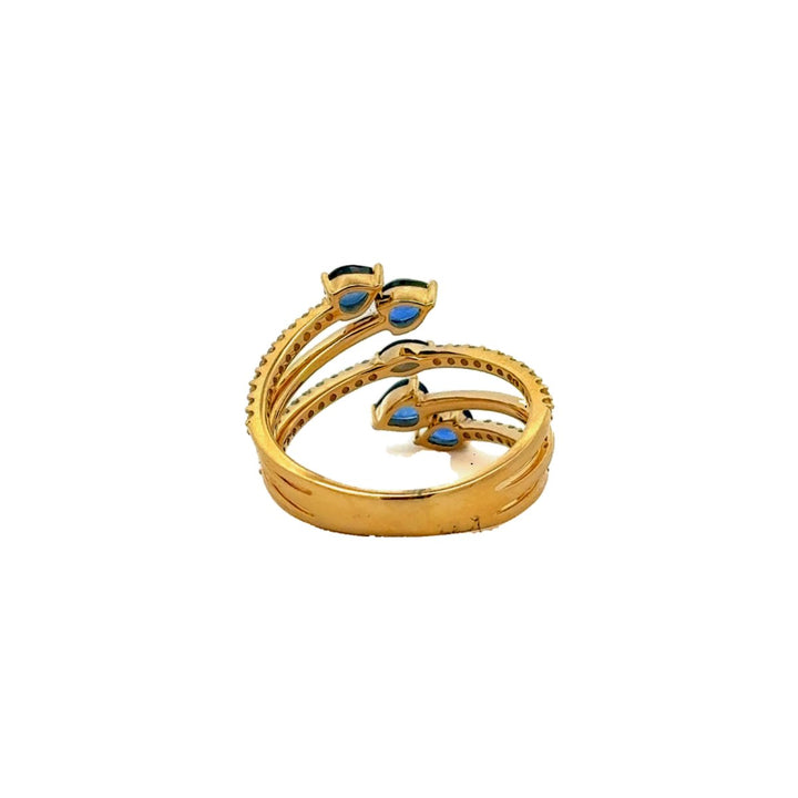 Diamond Ring with Genuine Blue Sapphire in 14K Gold - Dia Jewelry Store