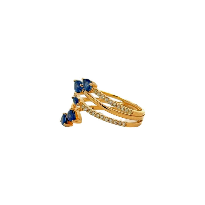 Diamond Ring with Genuine Blue Sapphire in 14K Gold - Dia Jewelry Store