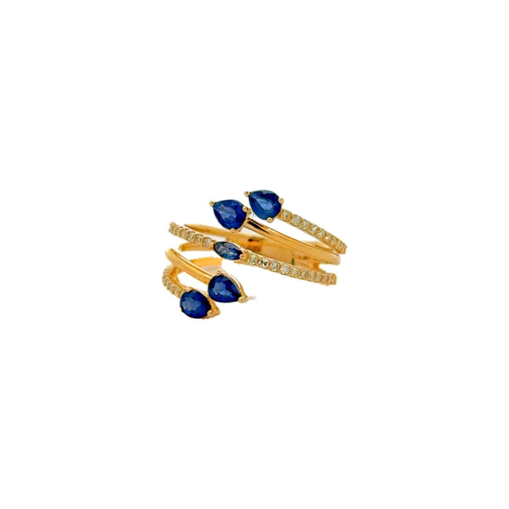 Diamond Ring with Genuine Blue Sapphire in 14K Gold - Dia Jewelry Store