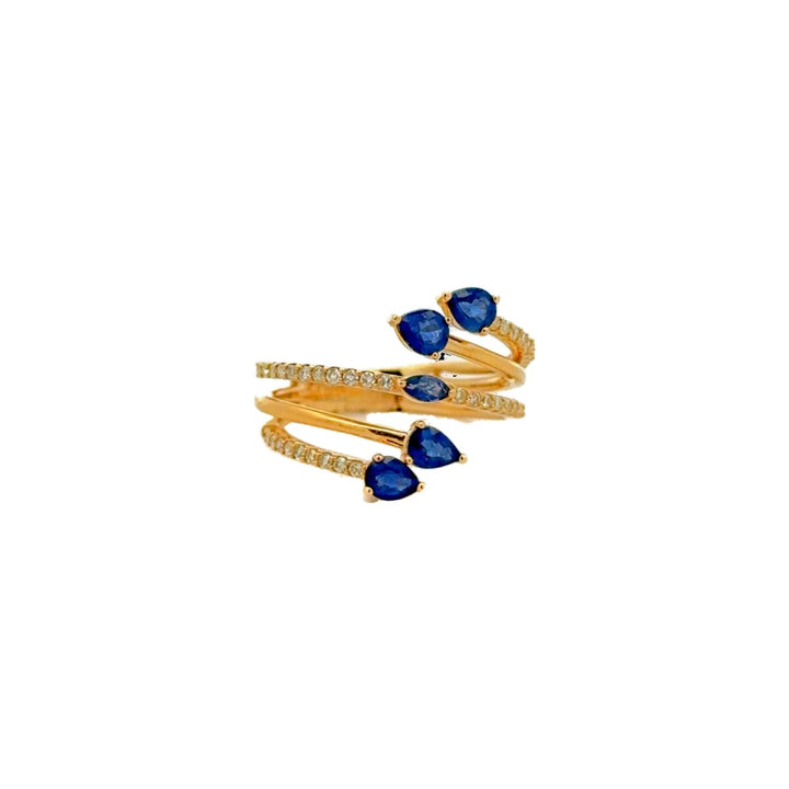 Diamond Ring with Genuine Blue Sapphire in 14K Gold - Dia Jewelry Store