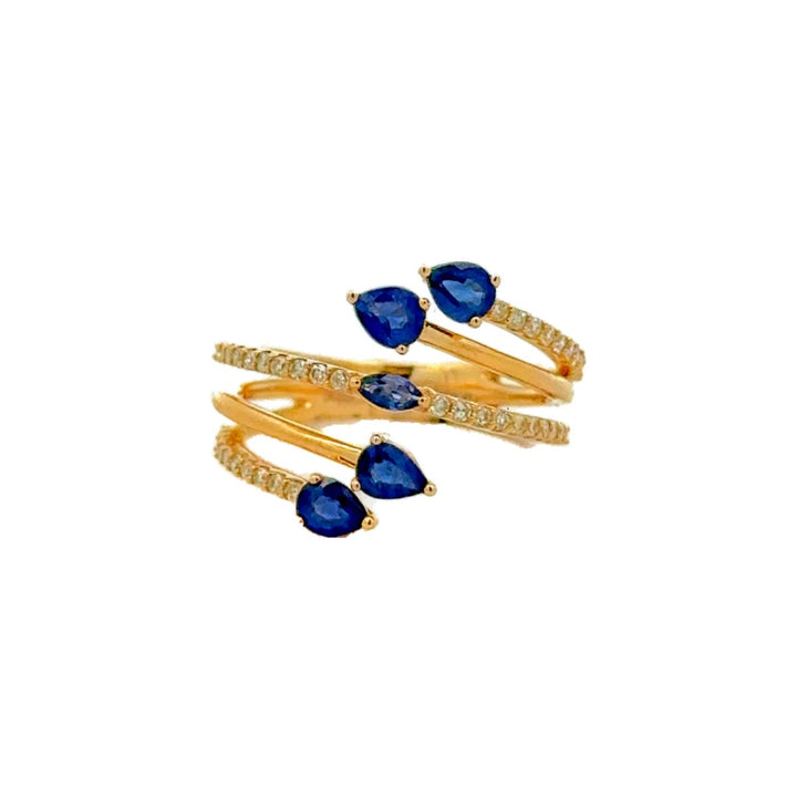 Diamond Ring with Genuine Blue Sapphire in 14K Gold - Dia Jewelry Store