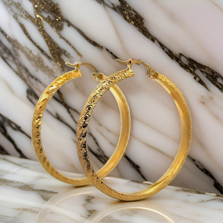 Shiny Hoop Earrings in 14K Gold - Dia Jewelry Store