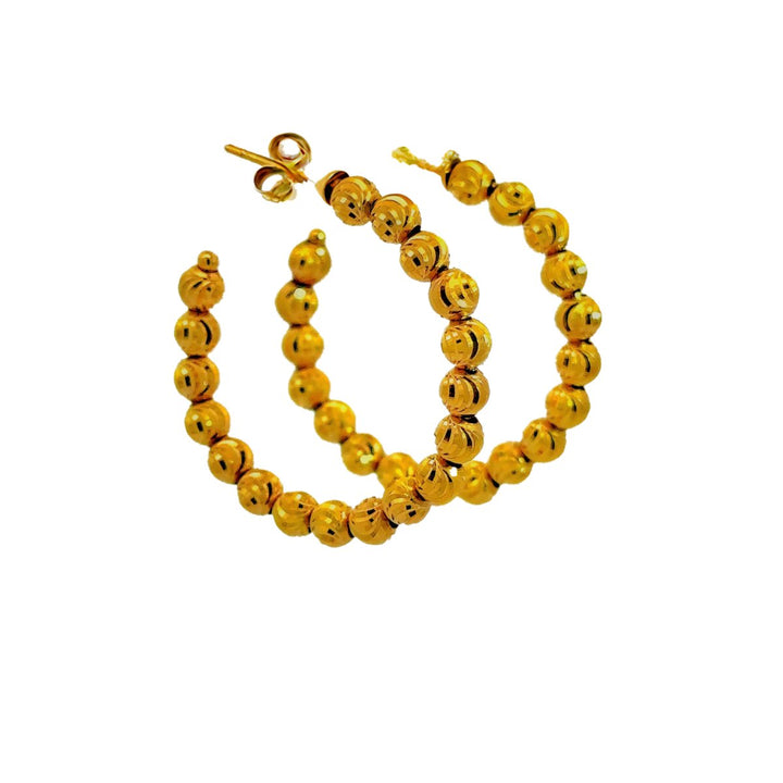 Hoop Earrings with Balls in 14K Gold - Dia Jewelry Store