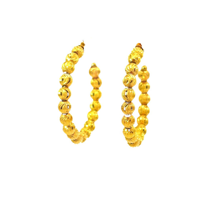 Hoop Earrings with Balls in 14K Gold - Dia Jewelry Store