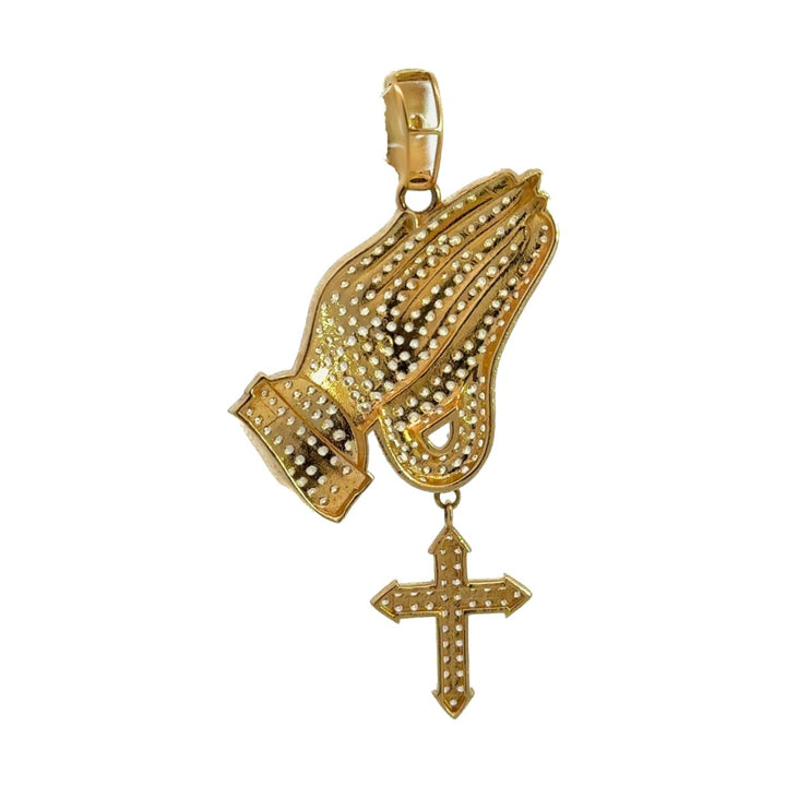 Praying Hands with a Cross Pendant in 14K Gold - Dia Jewelry Store