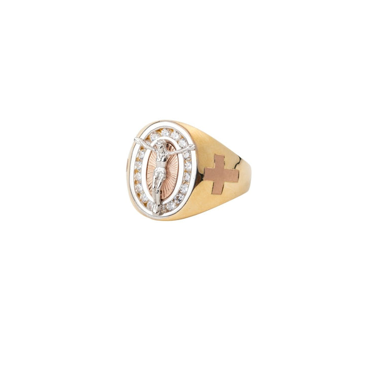 Jesus Ring 14K Gold with Cubic Zirconia - Dia Jewelry Store