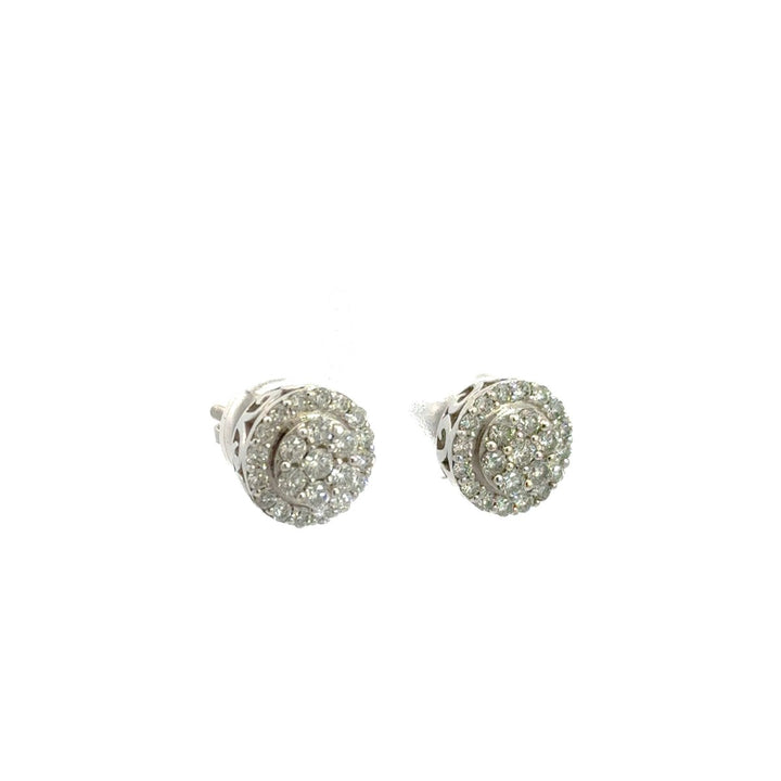 Round Diamond Stud Earrings in 14K White Gold - Dia Jewelry Store