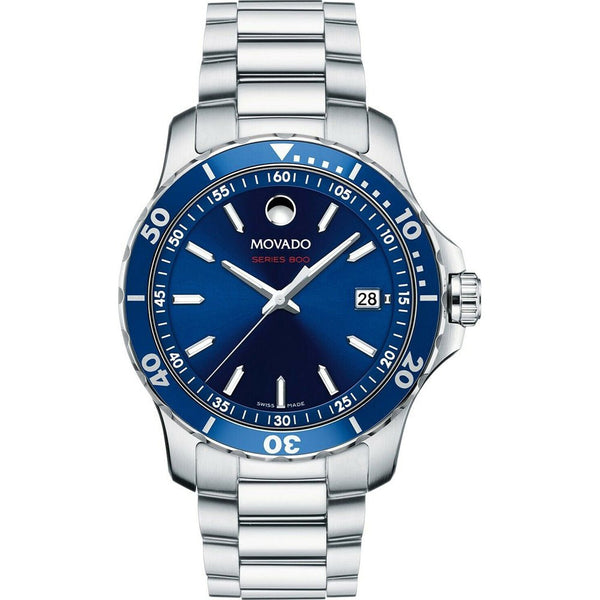 Movado Blue Face Stainless Steel Watch - Dia Jewelry Store