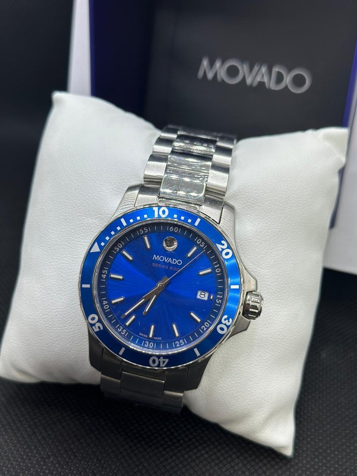 Movado Blue Face Stainless Steel Watch - Dia Jewelry Store