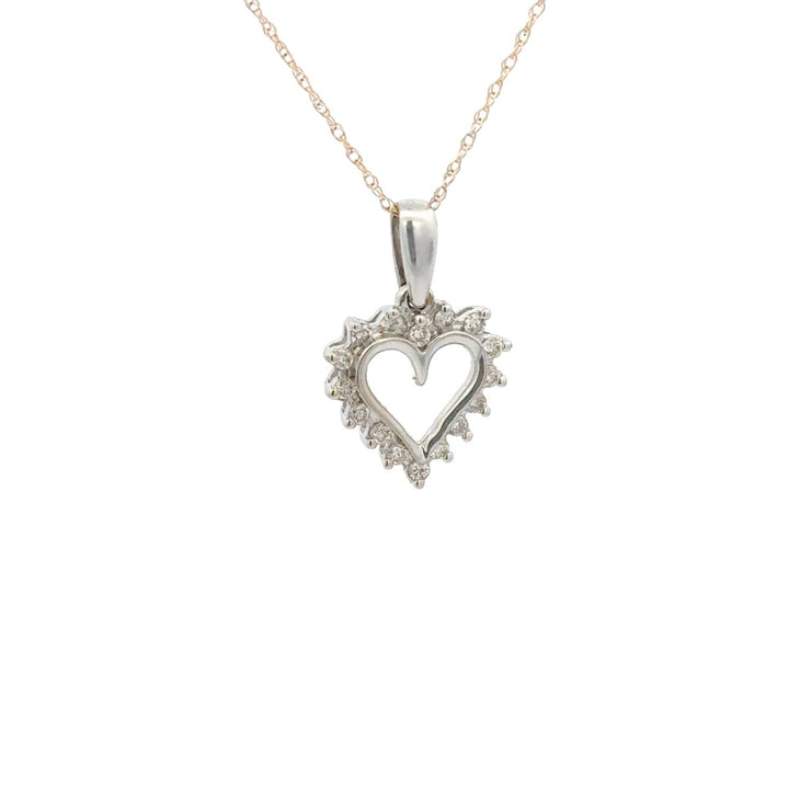 White Gold Heart Shape Pendant with Diamond - Dia Jewelry Store