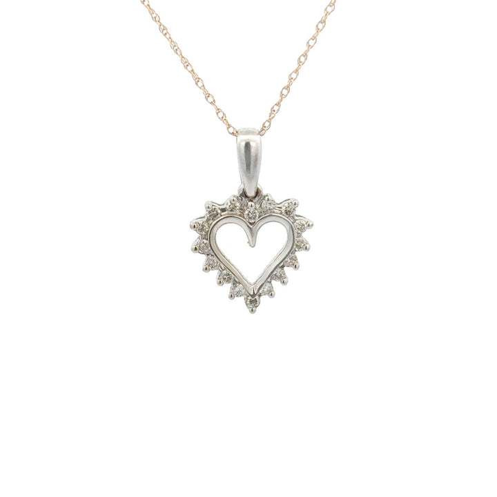 White Gold Heart Shape Pendant with Diamond - Dia Jewelry Store