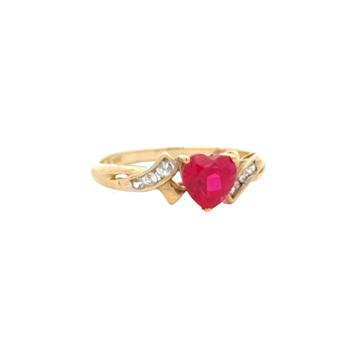 Heart Shape Ruby with Diamond Ring in 14K Gold - Dia Jewelry Store