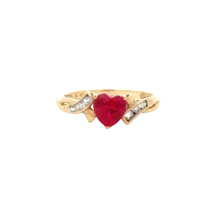 Heart Shape Ruby with Diamond Ring in 14K Gold - Dia Jewelry Store